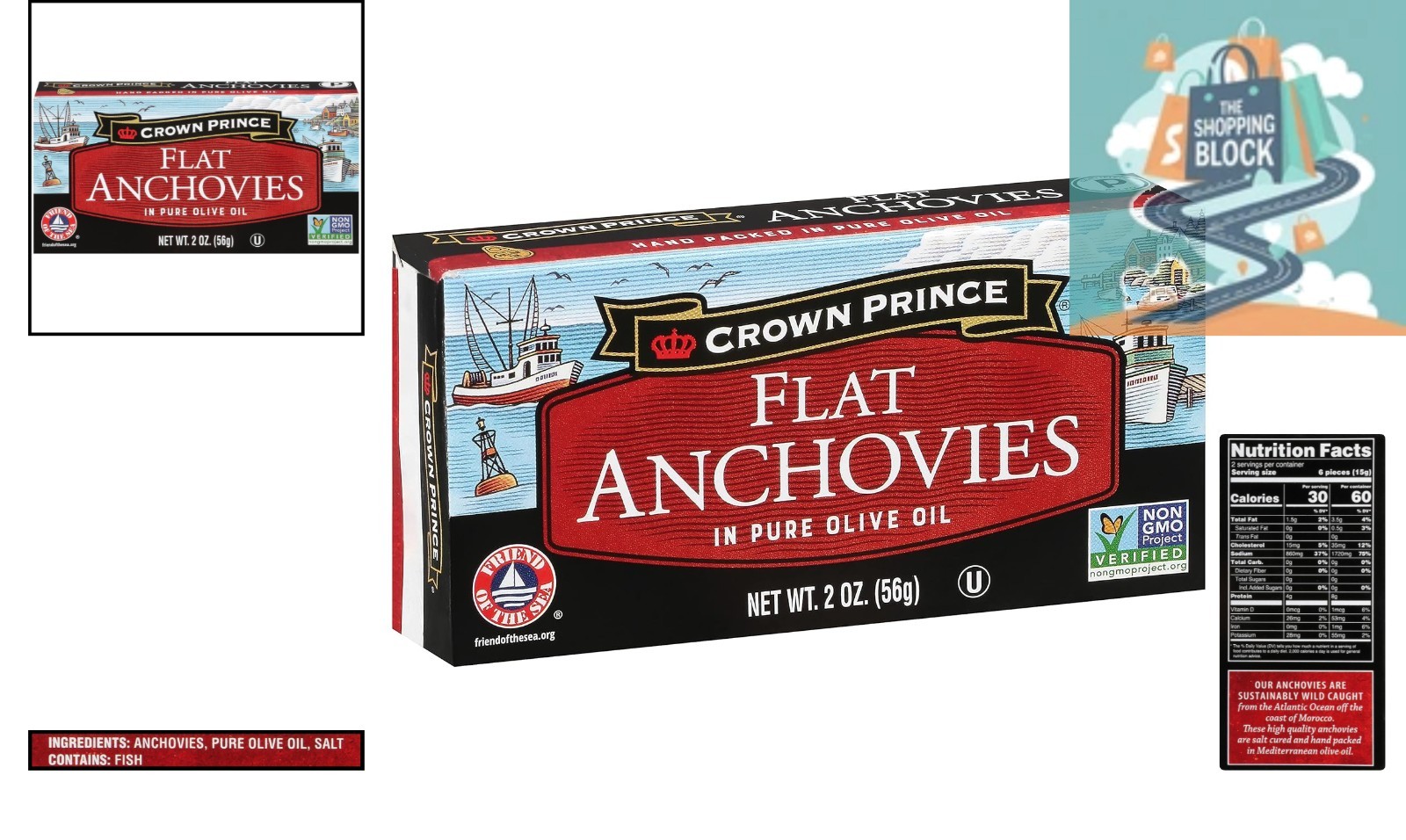 12-Pack Flat Anchovies in Olive Oil – 2 Ounce Cans, Gmo Free, Wild Caught