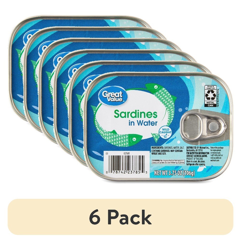 Sardines in Water 3.75 oz Canned Fish 6 Pack Seafood Healthy Protein Snack