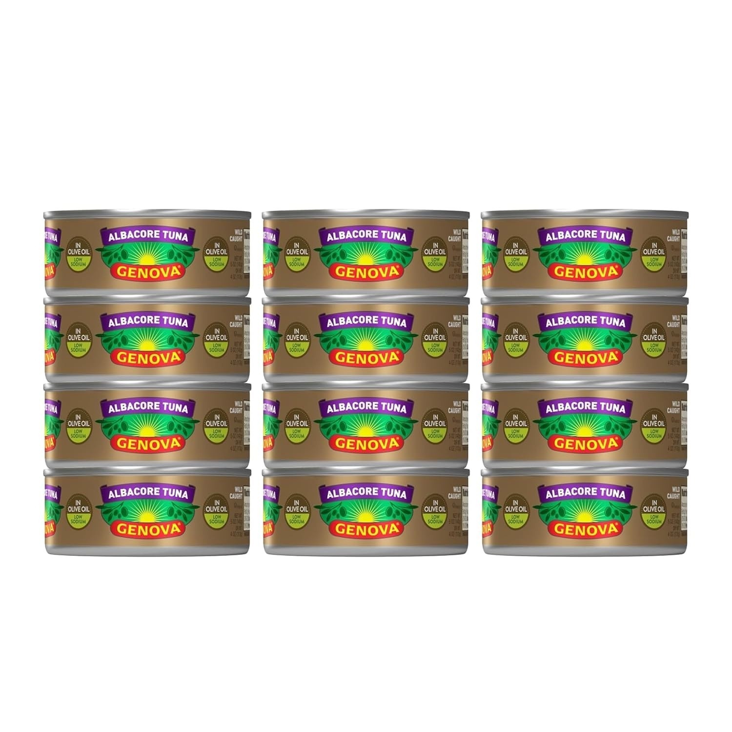 Genova Premium Albacore Tuna in Olive Oil, 5 Ounce Cans (Pack of 12), Low Sodium