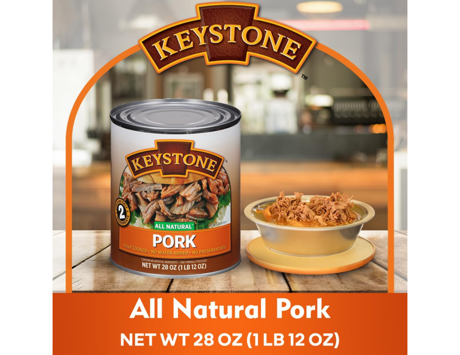 (6 Cans) Keystone Pork **ALL NATURAL – NO PRESERVATIVES – FULLY COOKED** 28oz