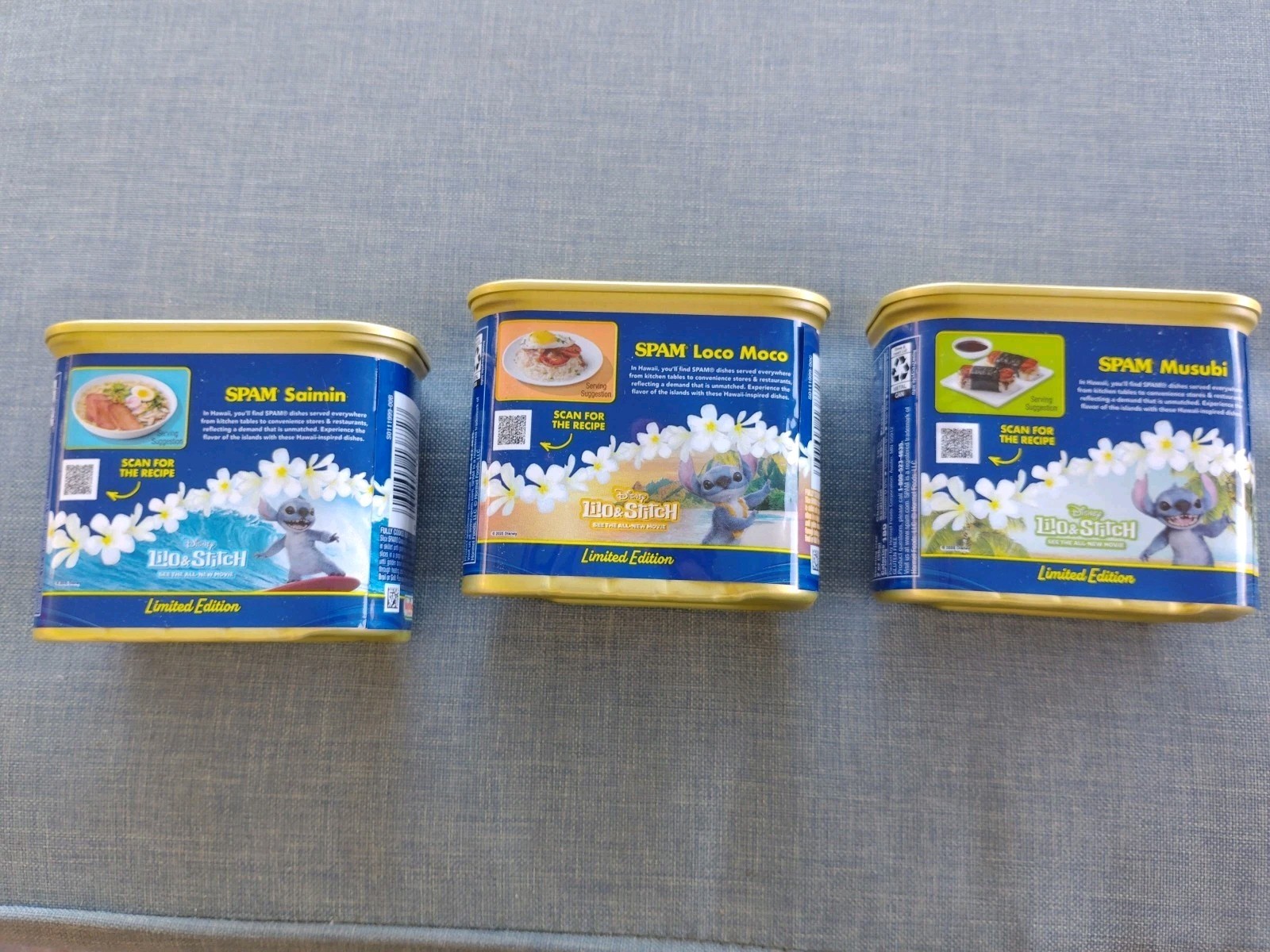 Spam Hawaii Disney Lilo & Stitch x Limited Edition Cans Set of 3