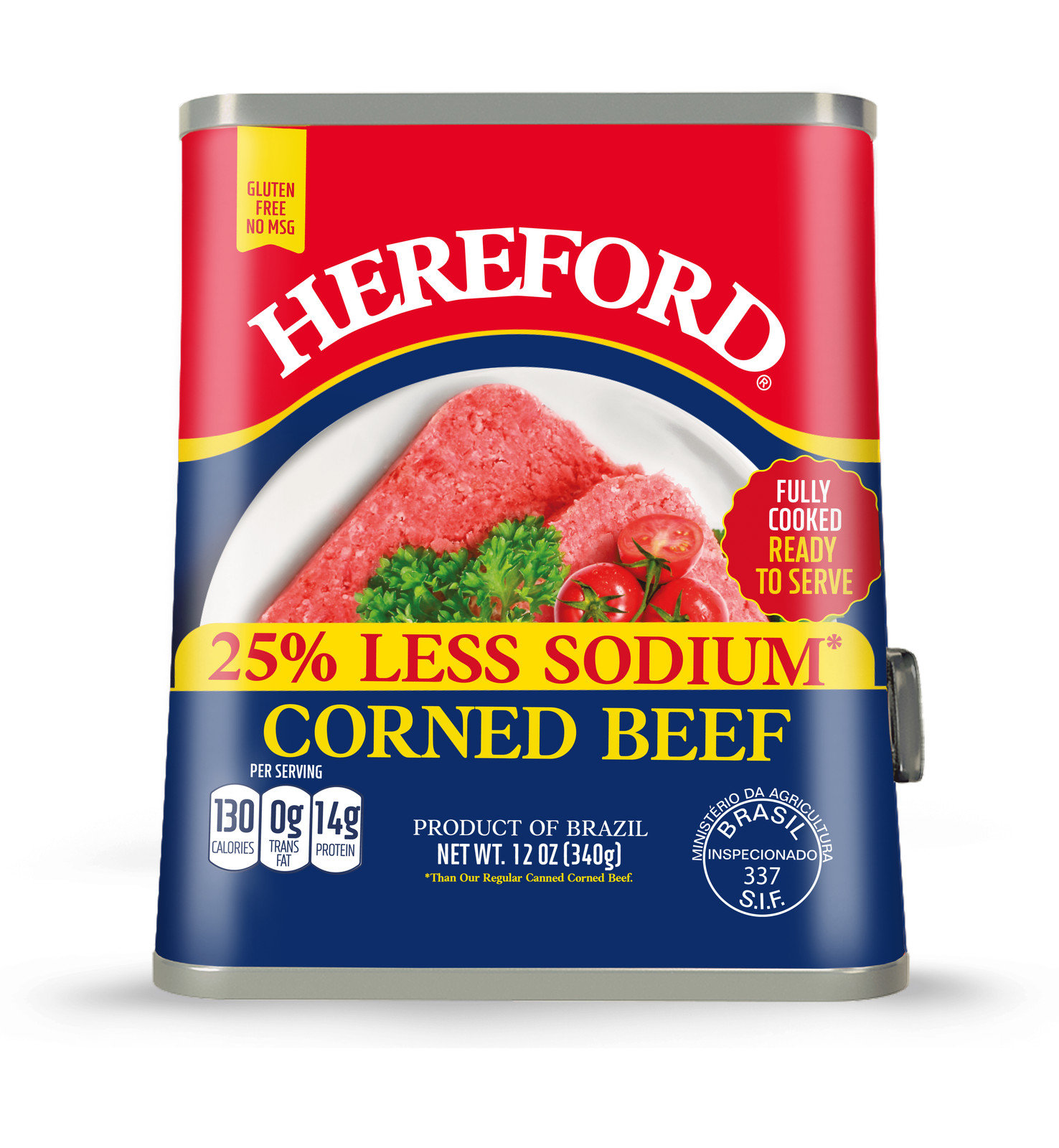 (3 pack) Hereford Corned Beef, 25% Less Sodium, 12 oz Can