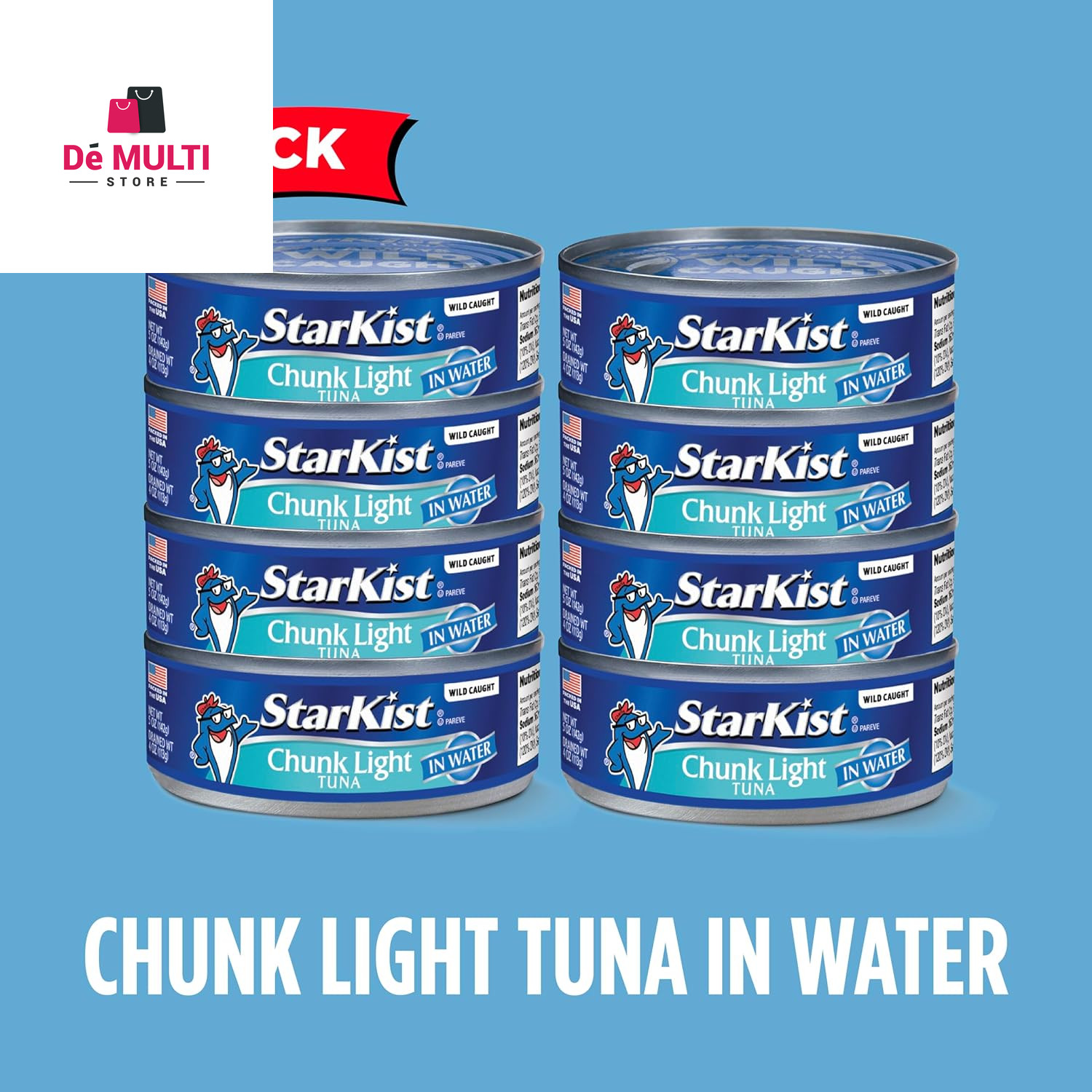 StarKist Chunk Light Tuna in Water, 5 oz (8 Pack) Canned Tuna Fish, Wild Caught,