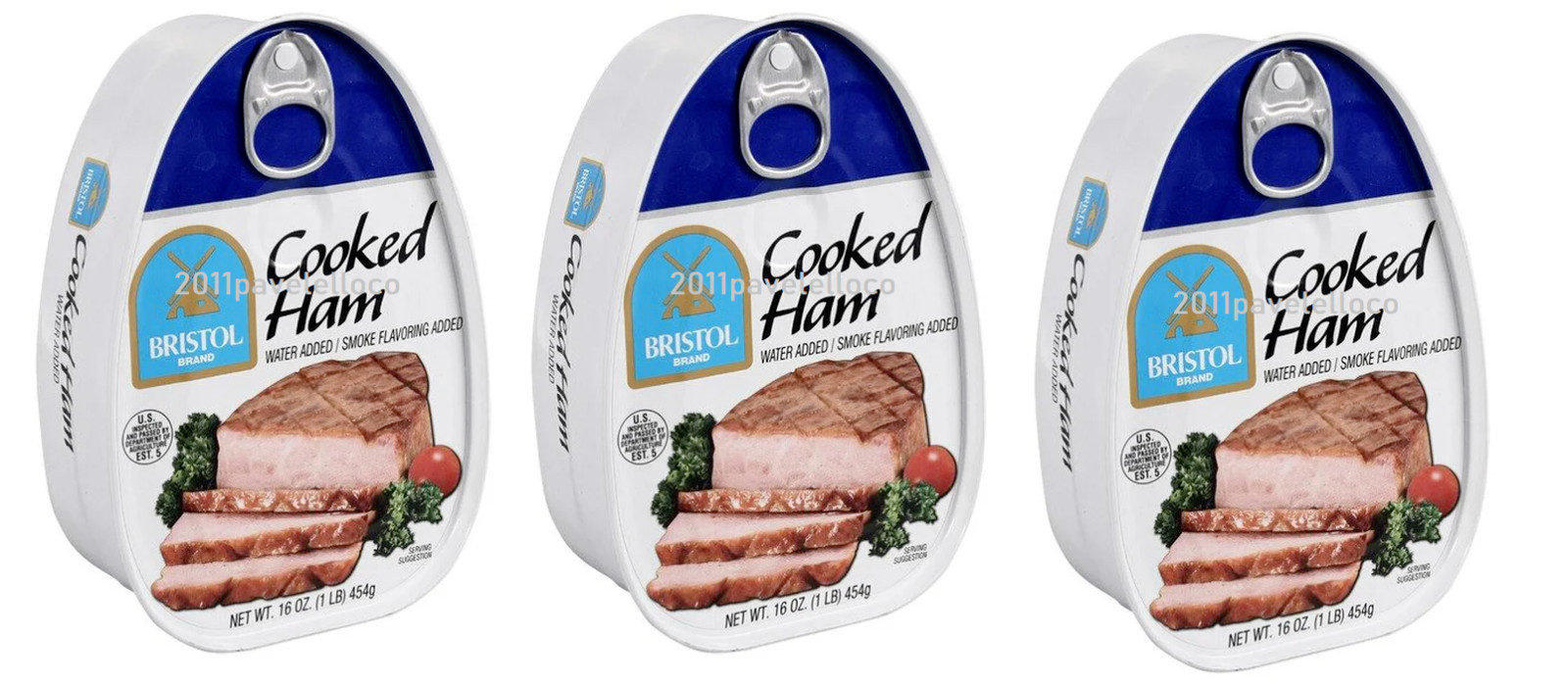 Bristol Smoke Flavor Cooked Ham 16 oz ( Pack of 3 ) ~Exp 3/07/2029