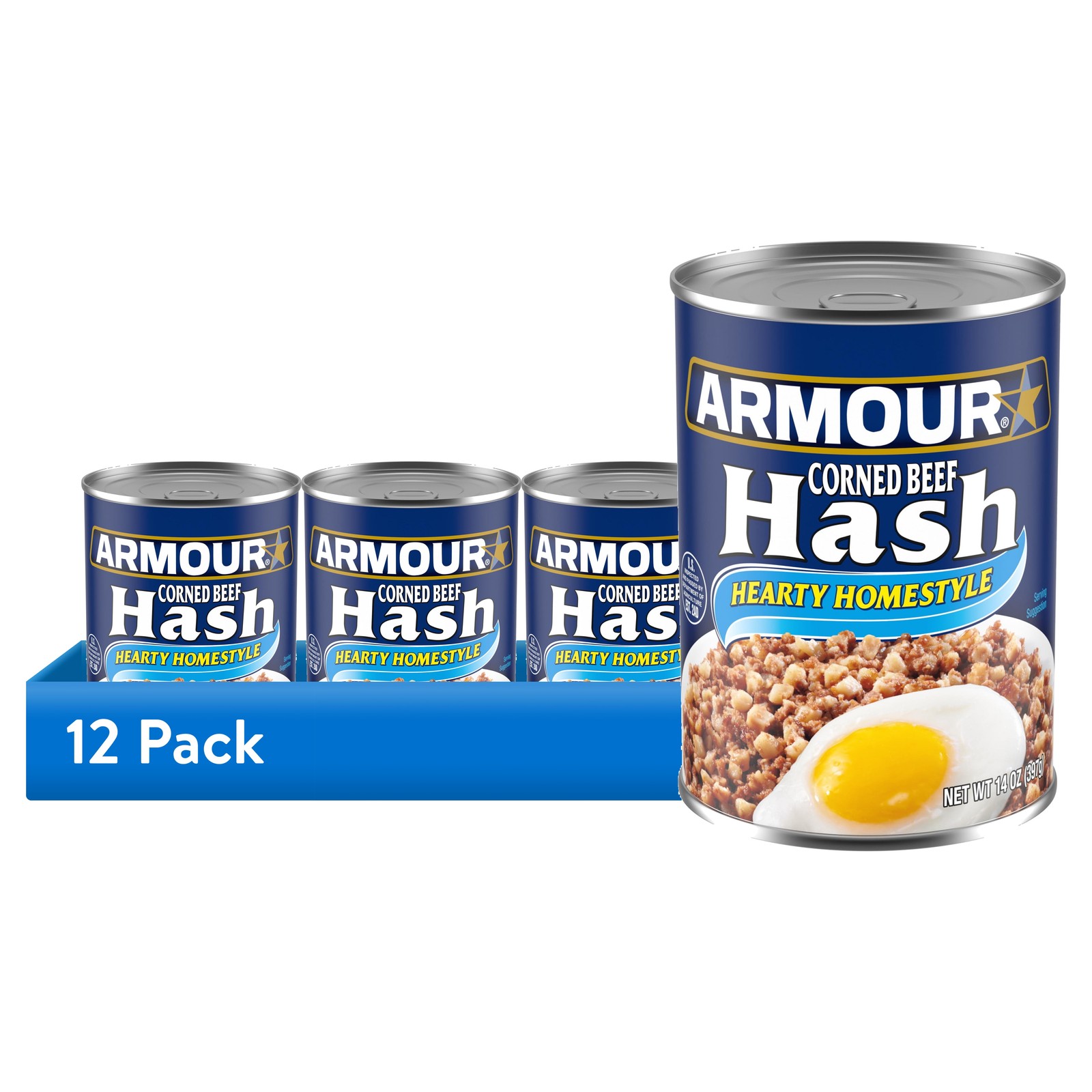 Armour Corned Beef Hash 12PK, 14oz High Protein