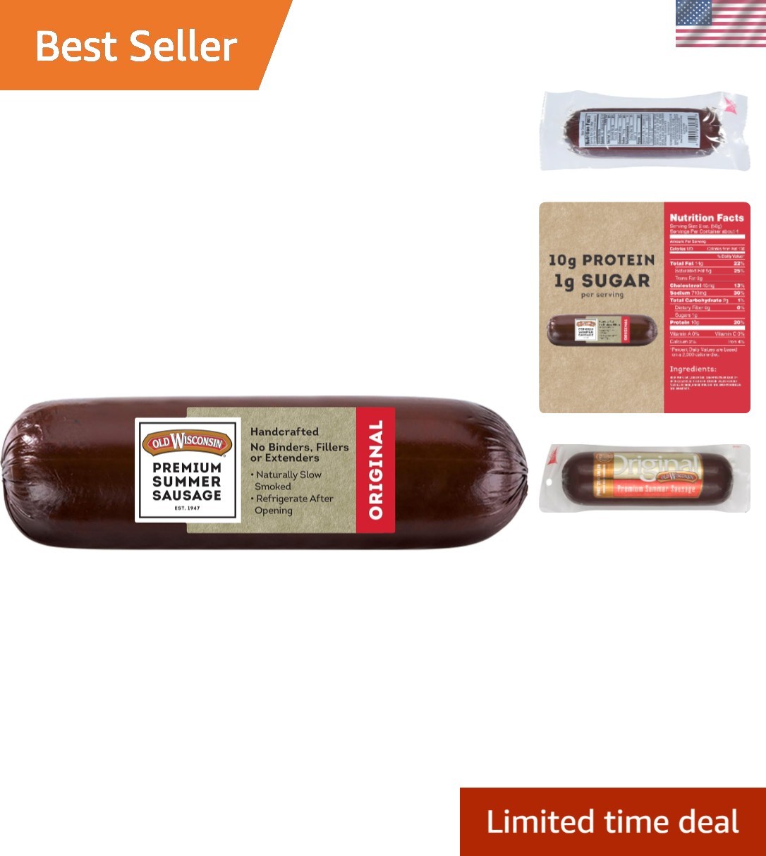 Flavor Summer Sausage 8oz – Naturally Smoked, Keto-Friendly Delicacy