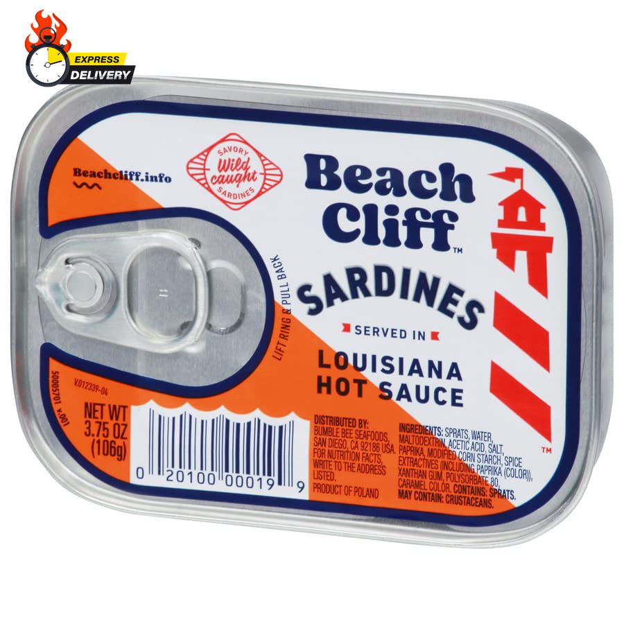 Wild Caught Sardines in Louisiana Hot Sauce, 3.75 Oz Can (Pack of 12) – 11Gprote