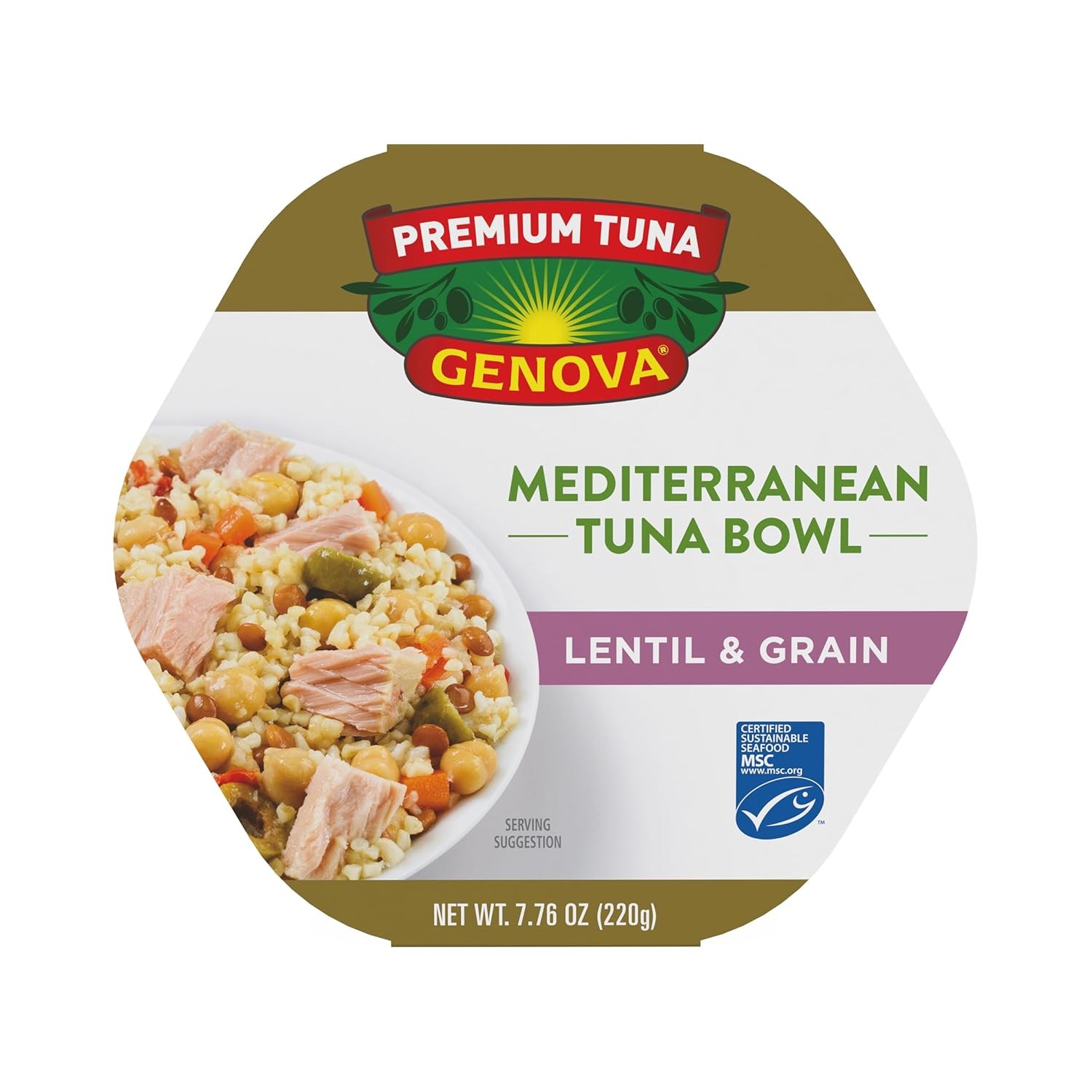 Genova Premium Tuna Mediterreanean Lentil & Grain Salad, 7.76 Ounce Bowls (Pack