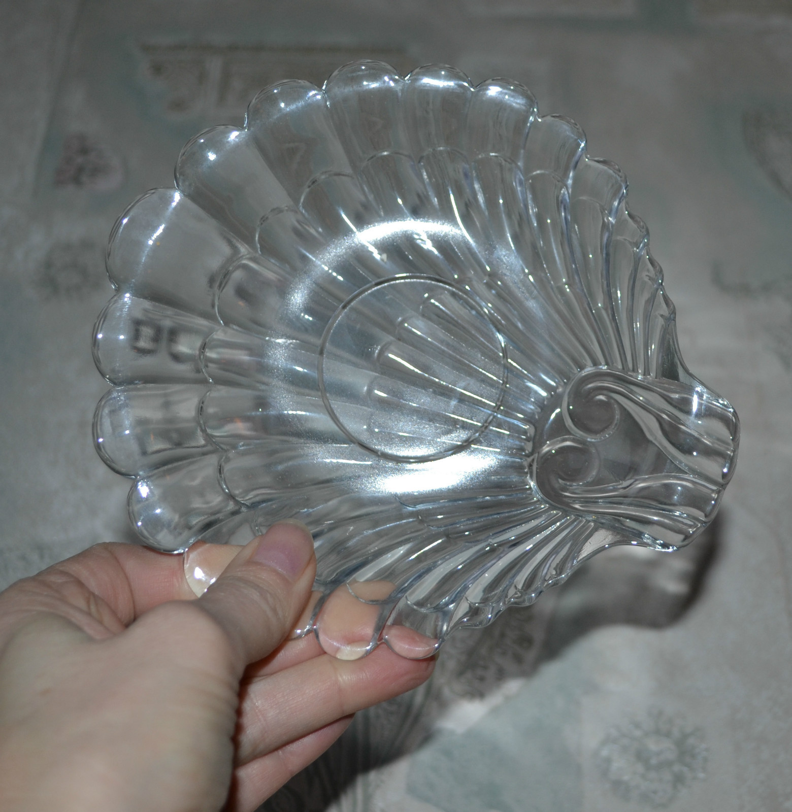 Vintage Federal Glass Beachcomber Seafood Set in original box, set 4 Tray Dish