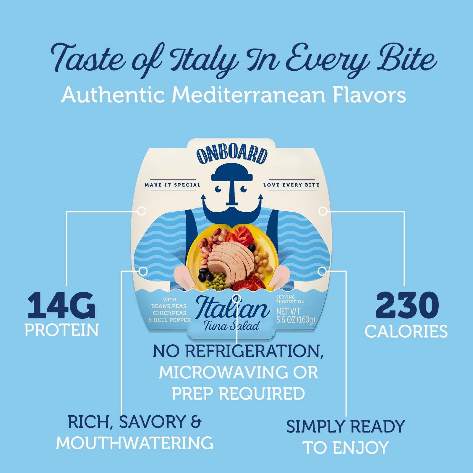 Ready to Eat Italian Tuna Salad – Tuna Snacks with Beans, Chickpeas, Peas & P…