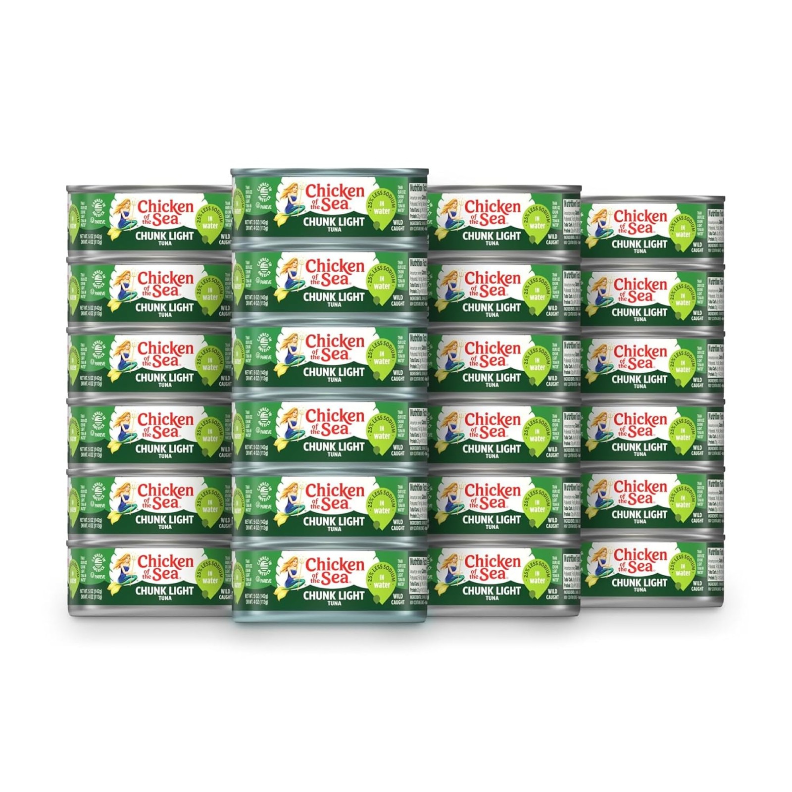 Chicken of the Sea Wild Caught Chunk Light Tuna, 5 Ounce Cans, 24Count