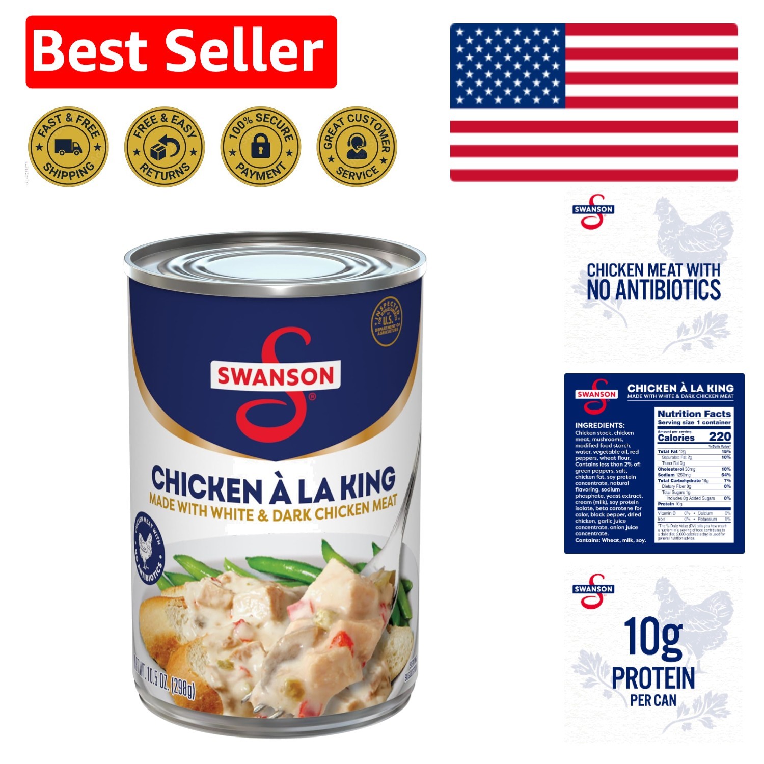 Delicious Swanson Canned Chicken a la King 10.5 oz – Classic Comfort Delight