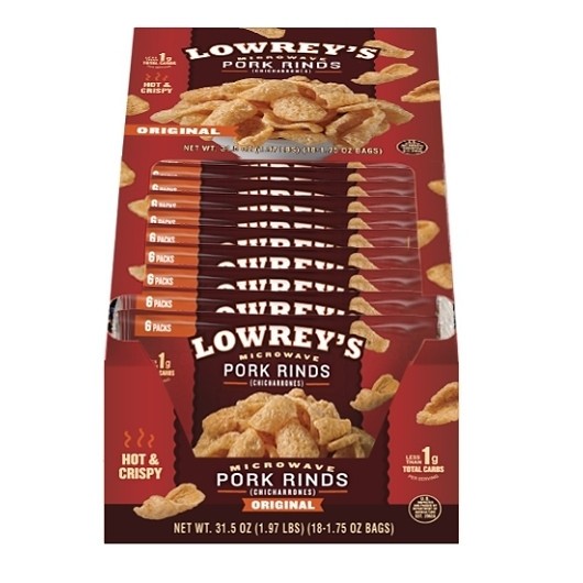 Lowreys Bacon Curls Original, 1.75 Ounces, 18 Per Box, 2 Per Case
