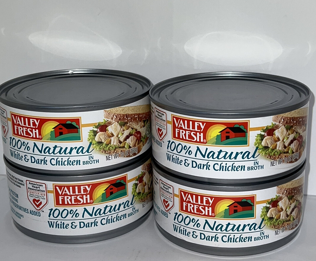 Valley Fresh 100% Natural White & Dark Chicken in Broth BB 5/2025 4-10oz Cans