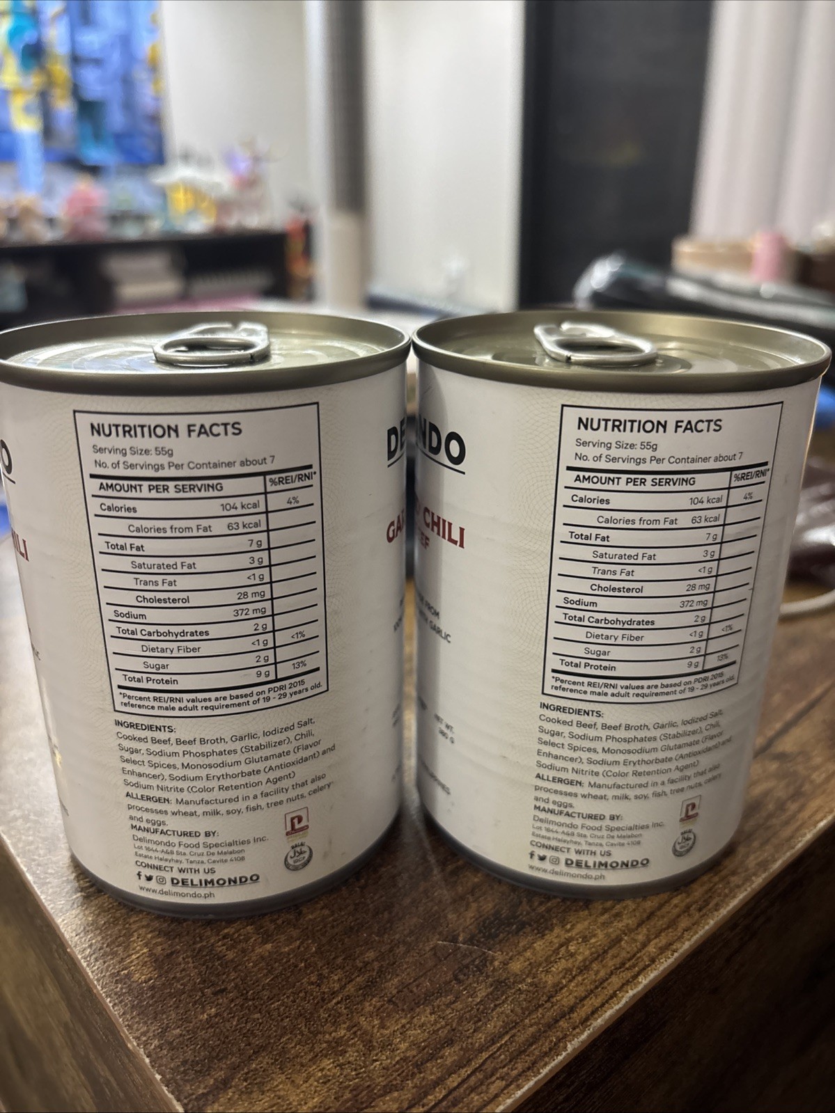 TWO CANS of Delimondo Corned Beef Garlic & Chili 380G