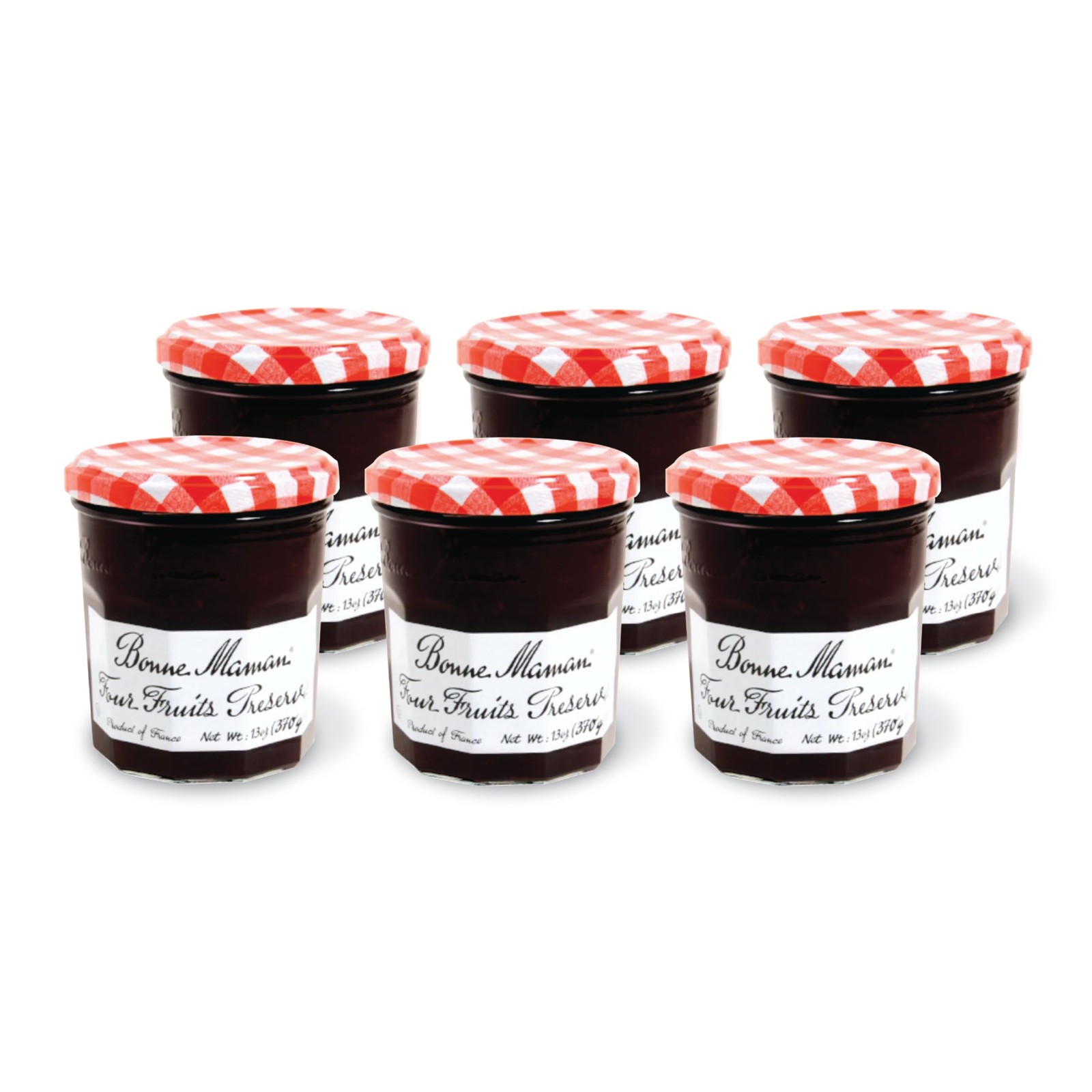 Bonne Maman Four Fruit Preserves, 13 oz Glass Jars Pack of 6 – Non-GMO, Made