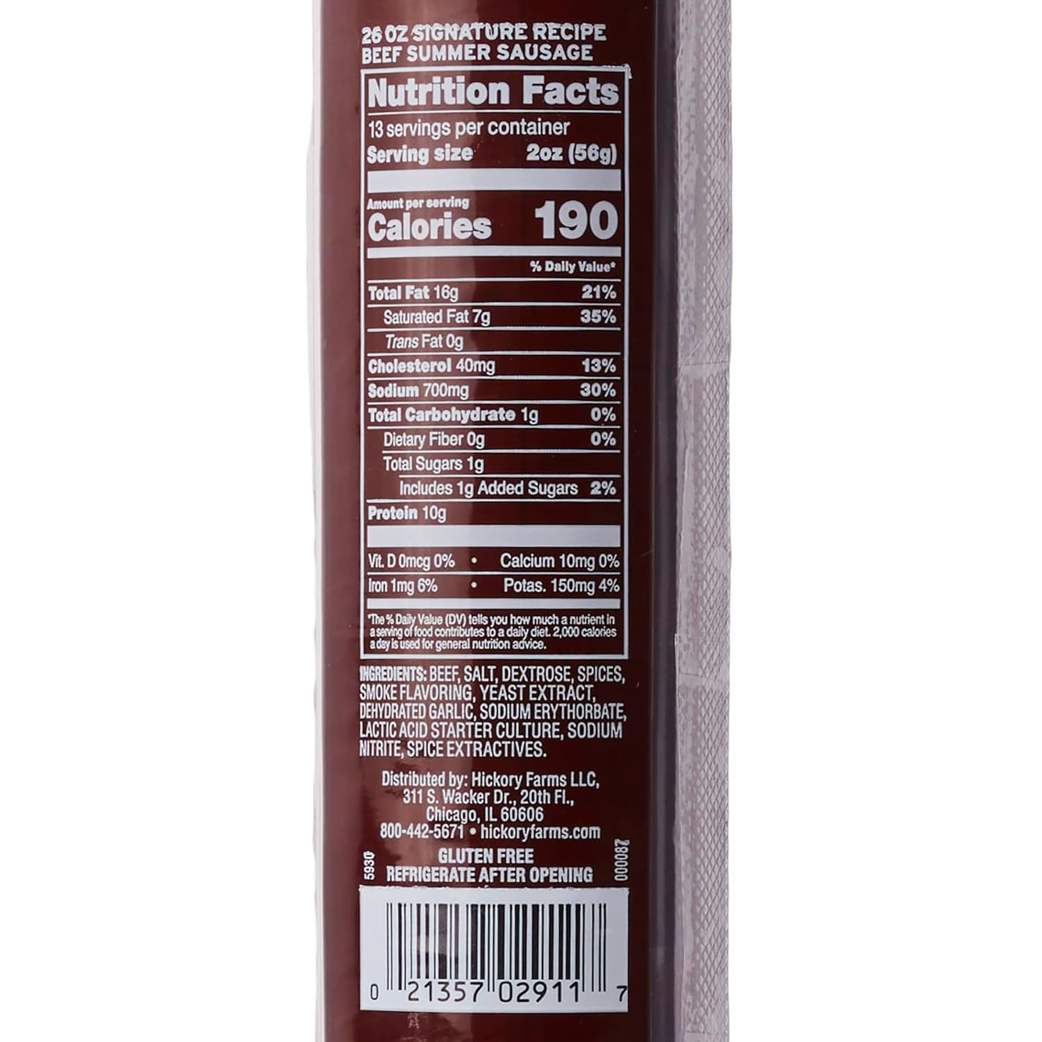 Party-Size Signature Beef Summer Sausage, 26 Ounces | Great for Snacking, Gifts,