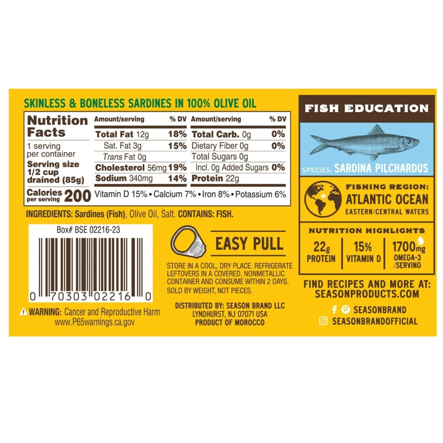 Season 1 Sardines, Sknls/Bnls, Club, Pack Of 12, Size 4.375 Oz – No Artificial