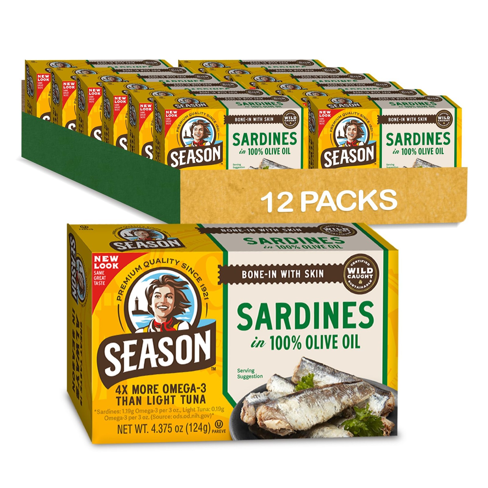 Season Sardines in Olive Oil Wild Caught, 22g of Protein, Keto Snacks, More …