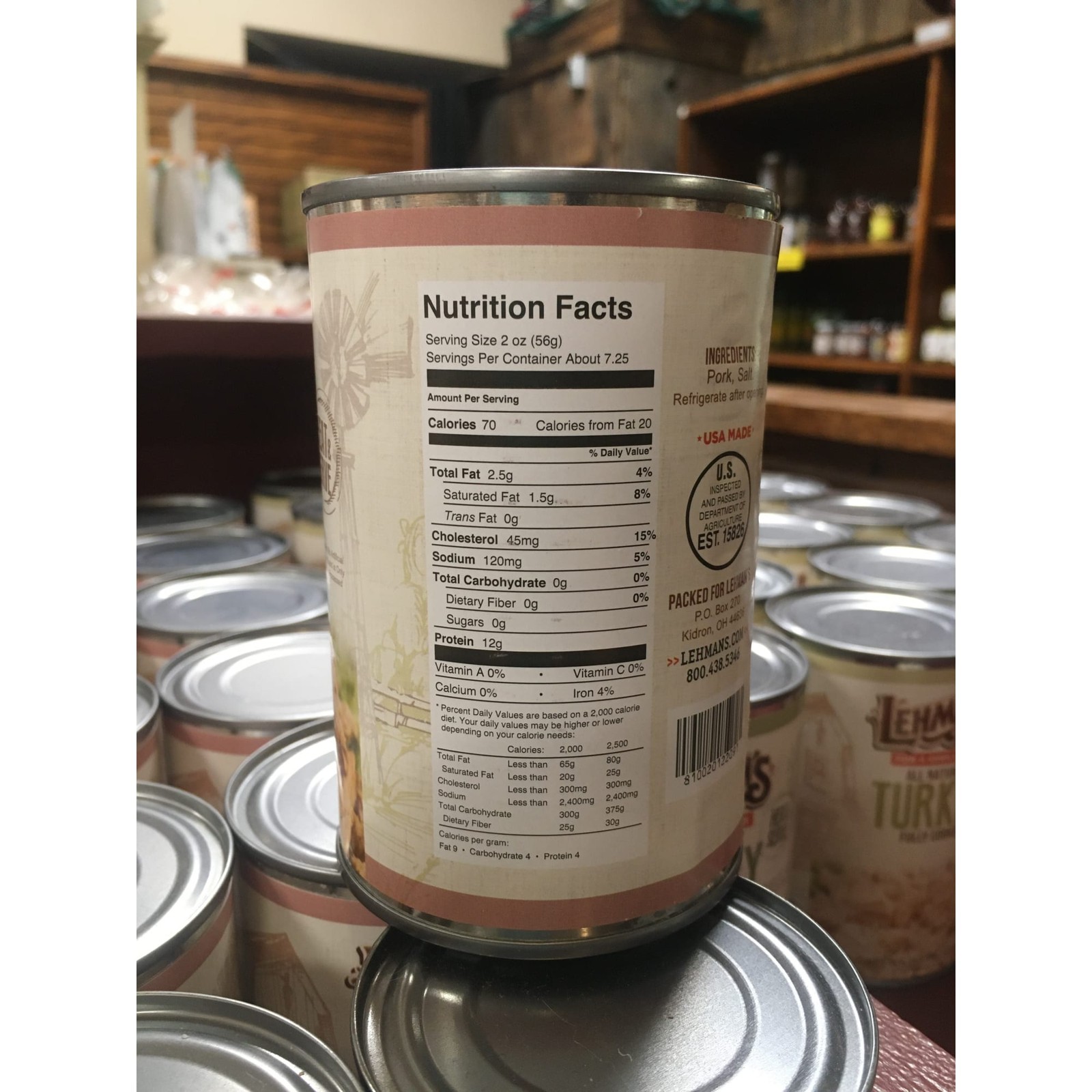 Lehman’s All Natural Canned Meat, USA Made Ready to Eat 14.5 oz Case of 24, Pork