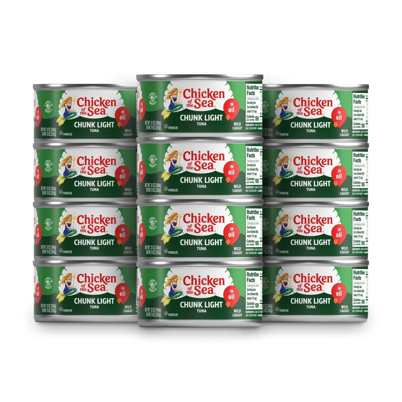 Chicken of the Sea Chunk Light Tuna in Oil 12 oz. Cans Pack of 12 Wild Caught…