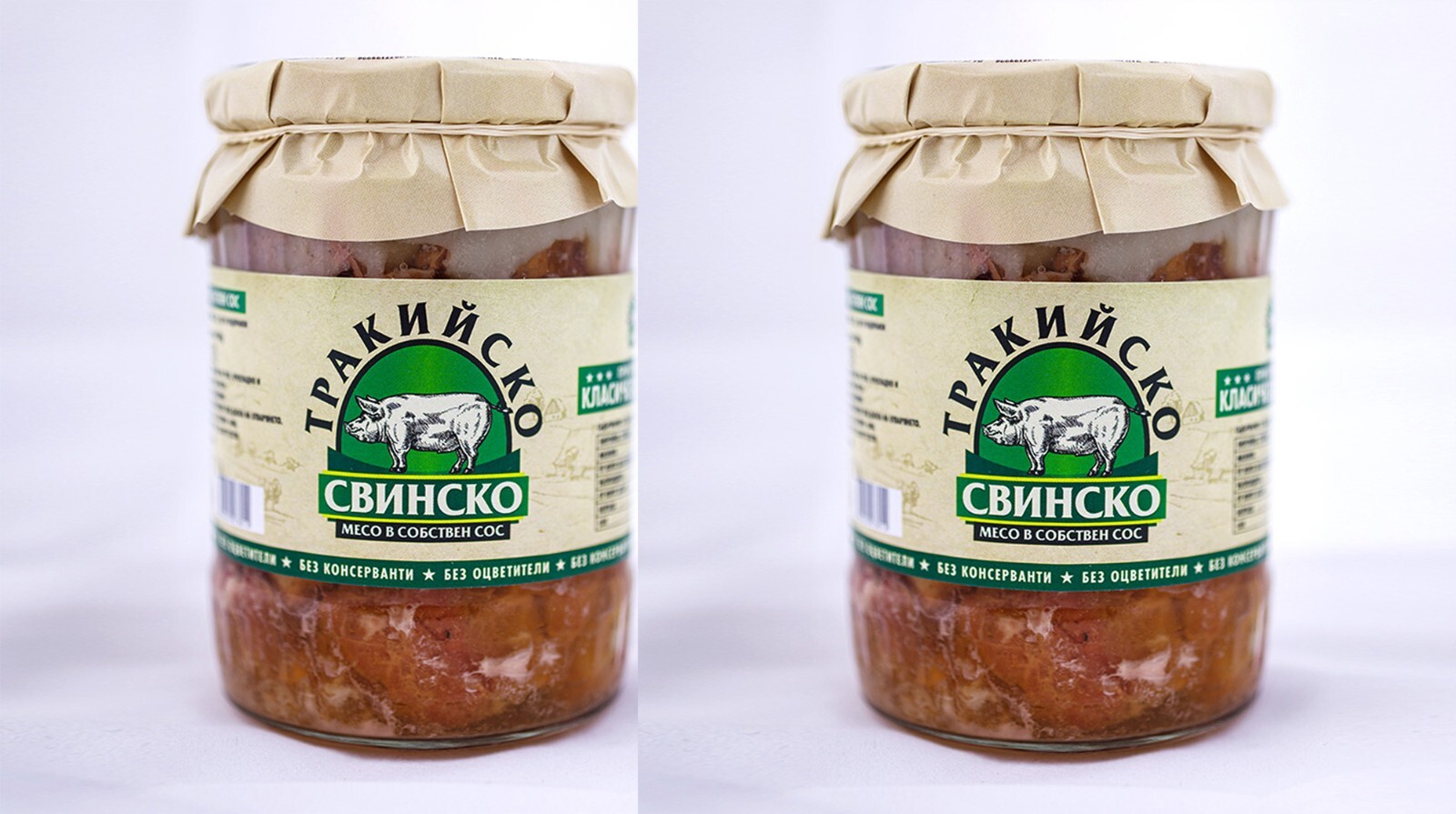 Pork in own sauce glass jar 2 pieces handmade Natural