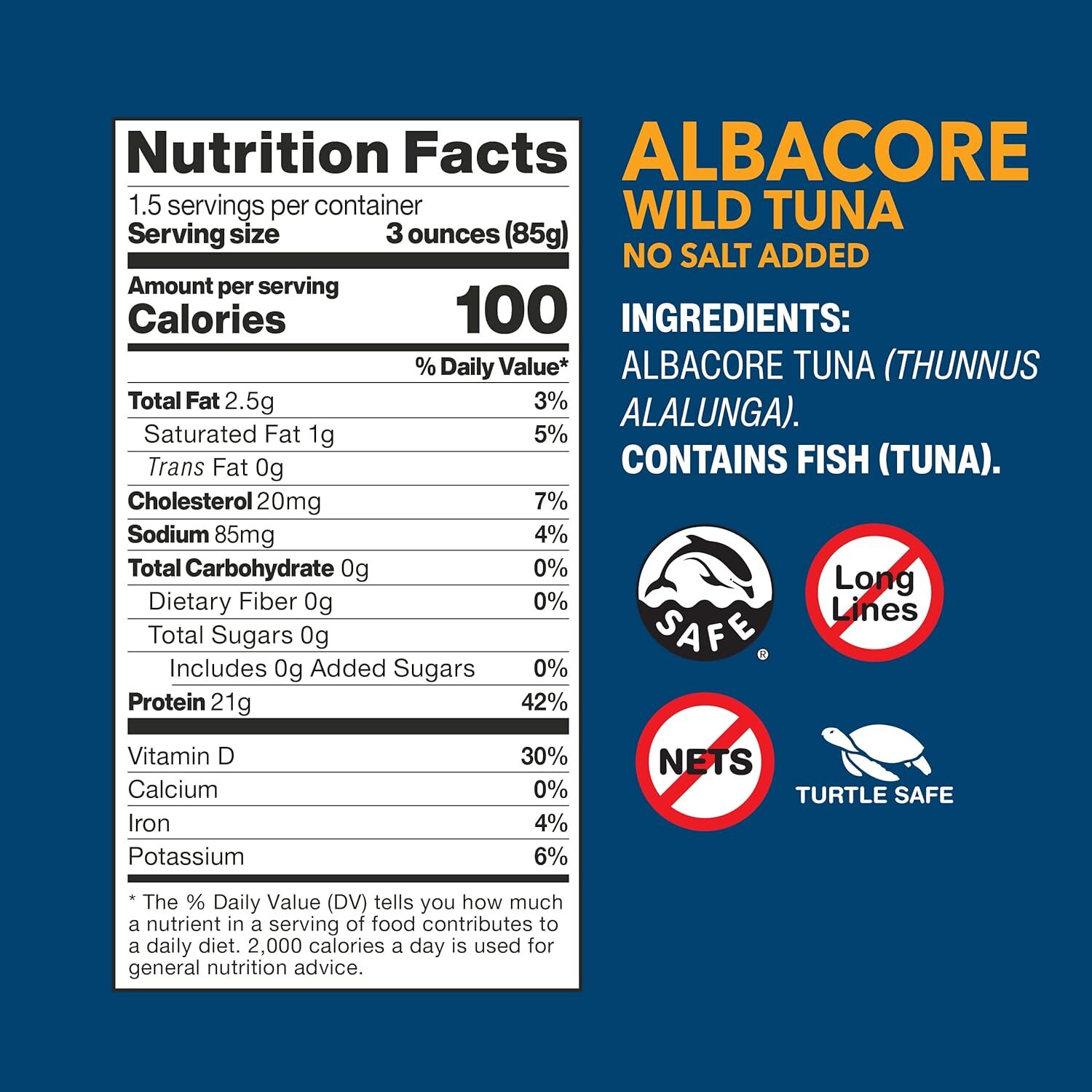 Atun Blanco Salvaje, Sin Sal Agregada, Atun Enlatado, Pescado Con Cana Y Lin…
