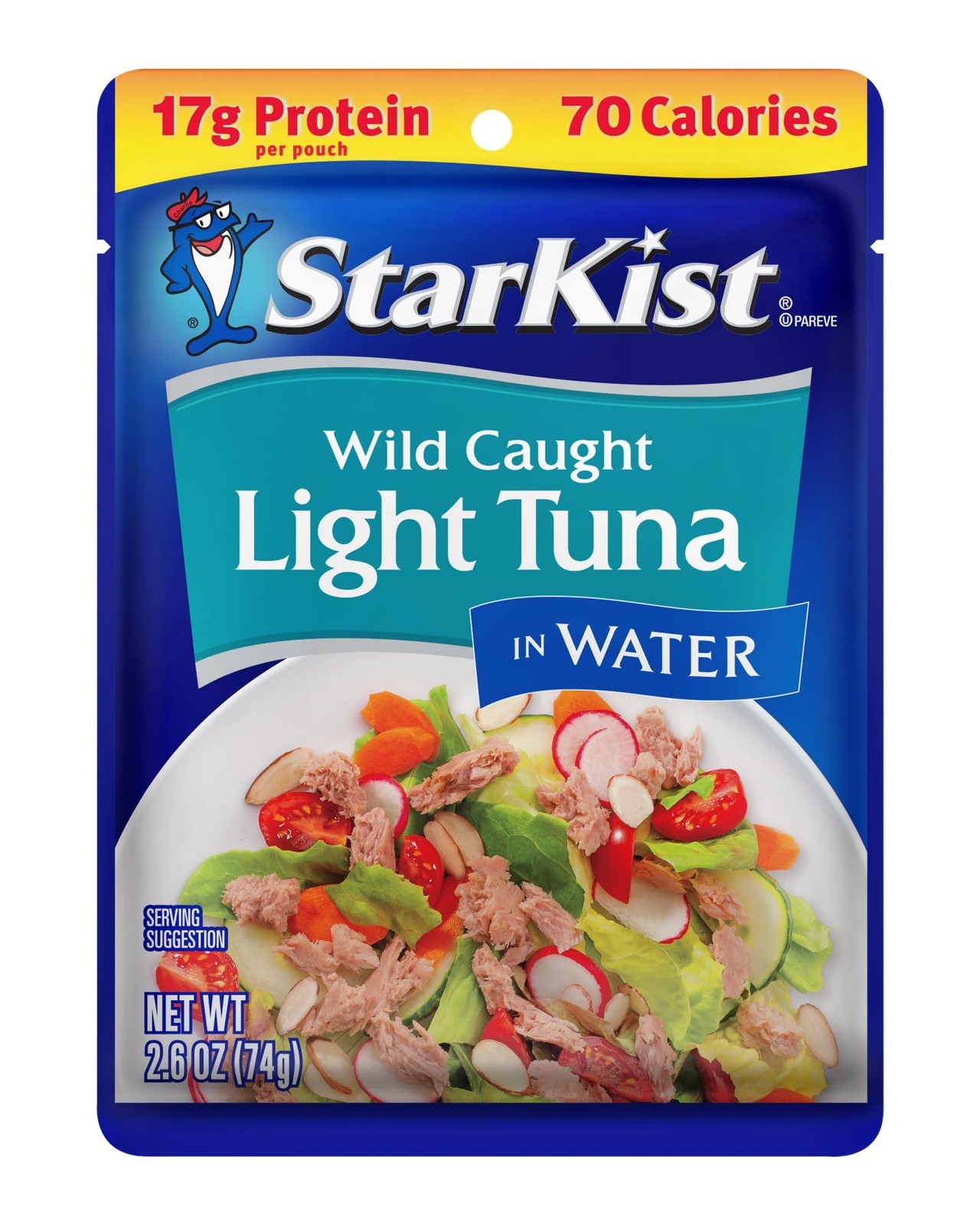 StarKist Light Tuna in Water Pouch 2.6 oz 12 Pack Ready to Eat, Wild Caught,…