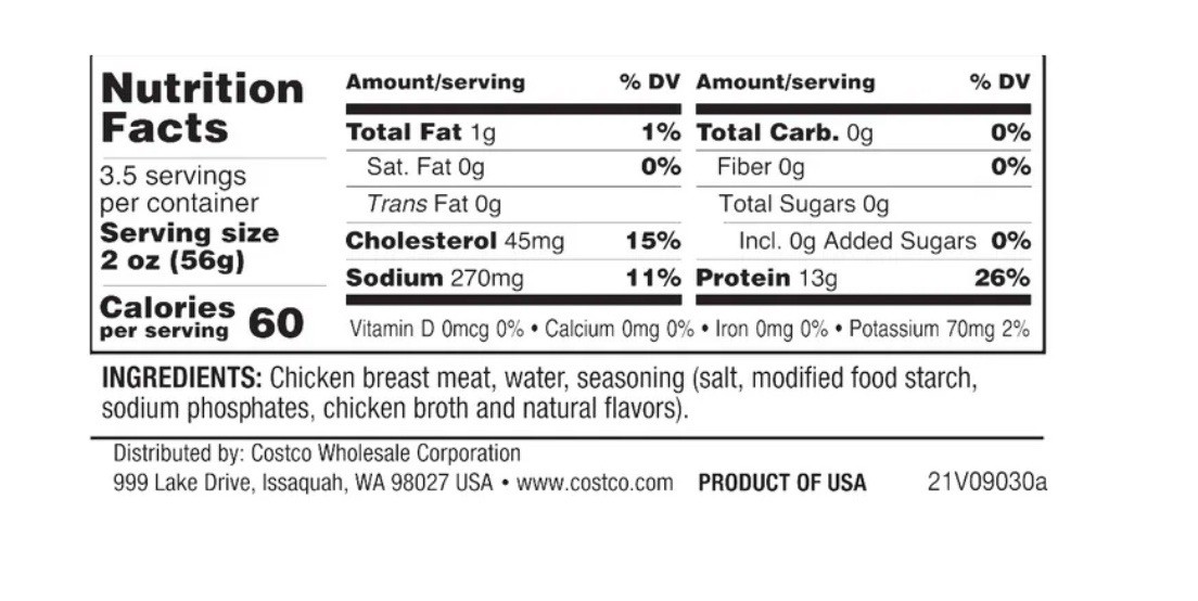 Kirkland Signature, Chunk Chicken Breast, 12.5 oz, 6-Count, In Water,13g Protein