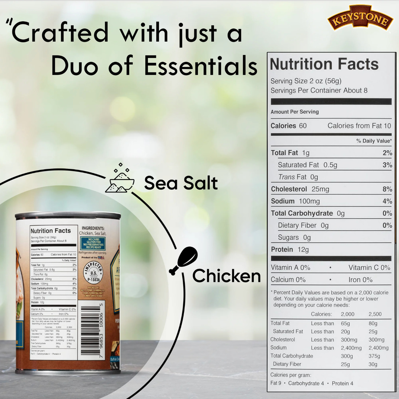 24 Pack Keystone All Natural Lean Meats Chicken Fully Cooked 14.5 oz Cans Canned