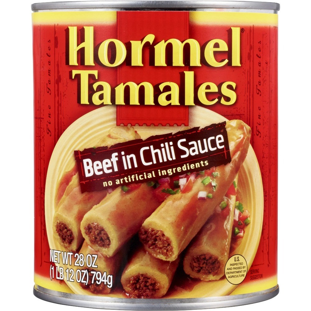 Beef Tamales in Chili Sauce 3 Pack Shelf Stable 28 Ounce Steel Can