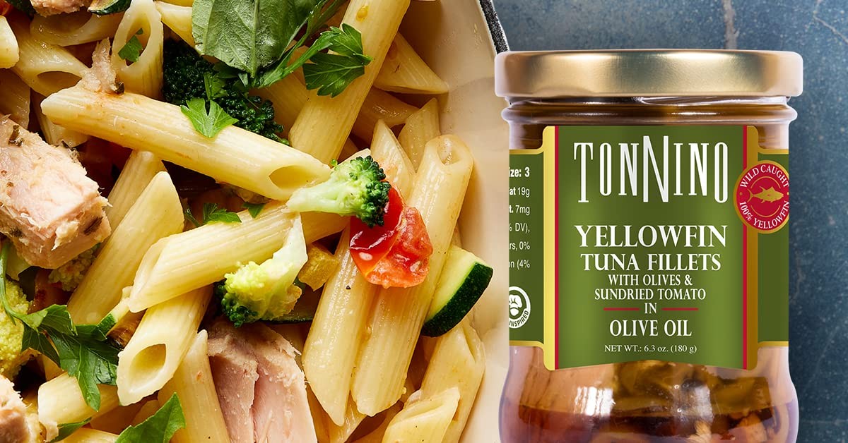 Tonnino Yellowfin Tuna Fish – Pack of 6 Tomato & Olives in Olive Oil – Pack o…