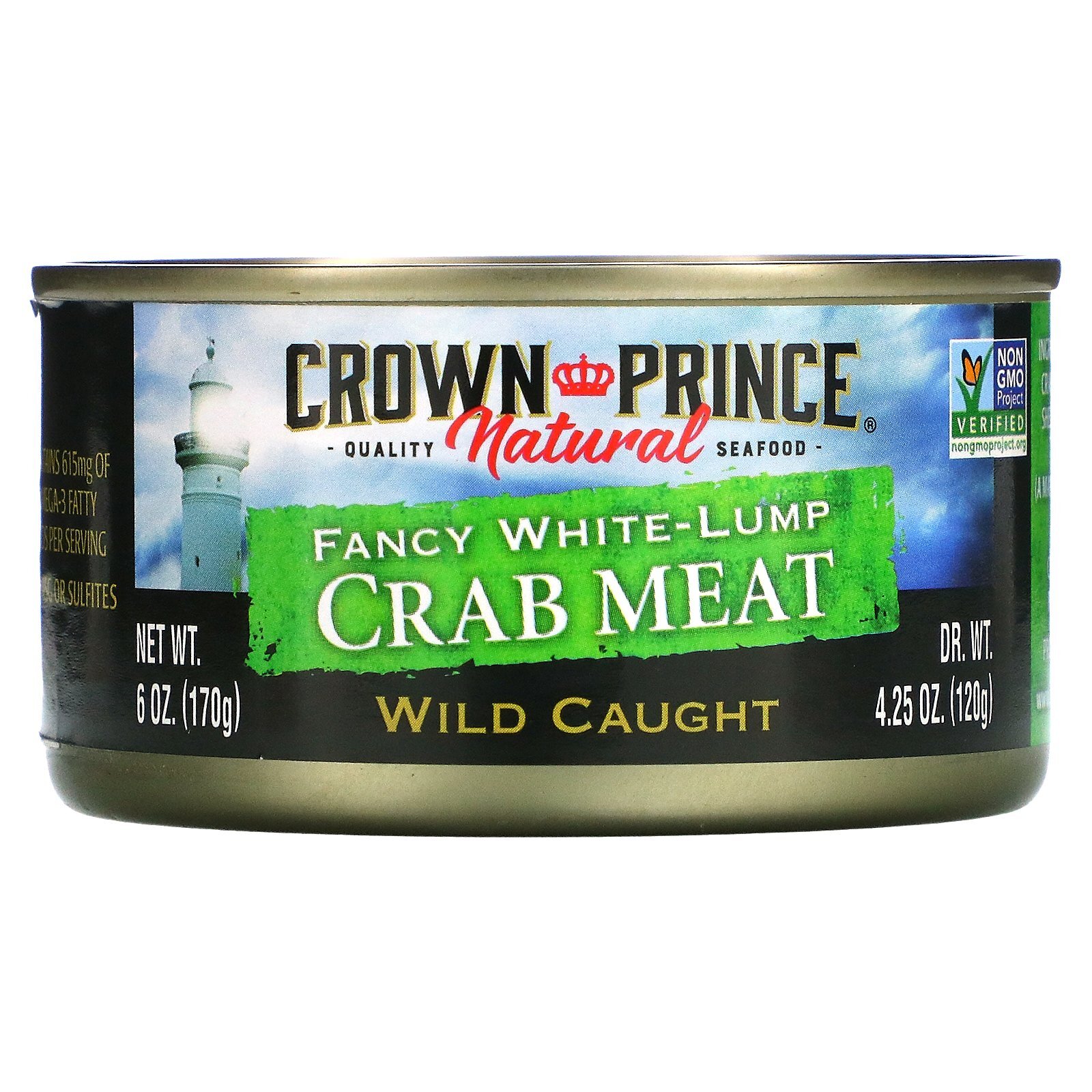Crown Prince Natural Fancy White-Lump Crab Meat 6 oz 170 g No MSG, Non-GMO,
