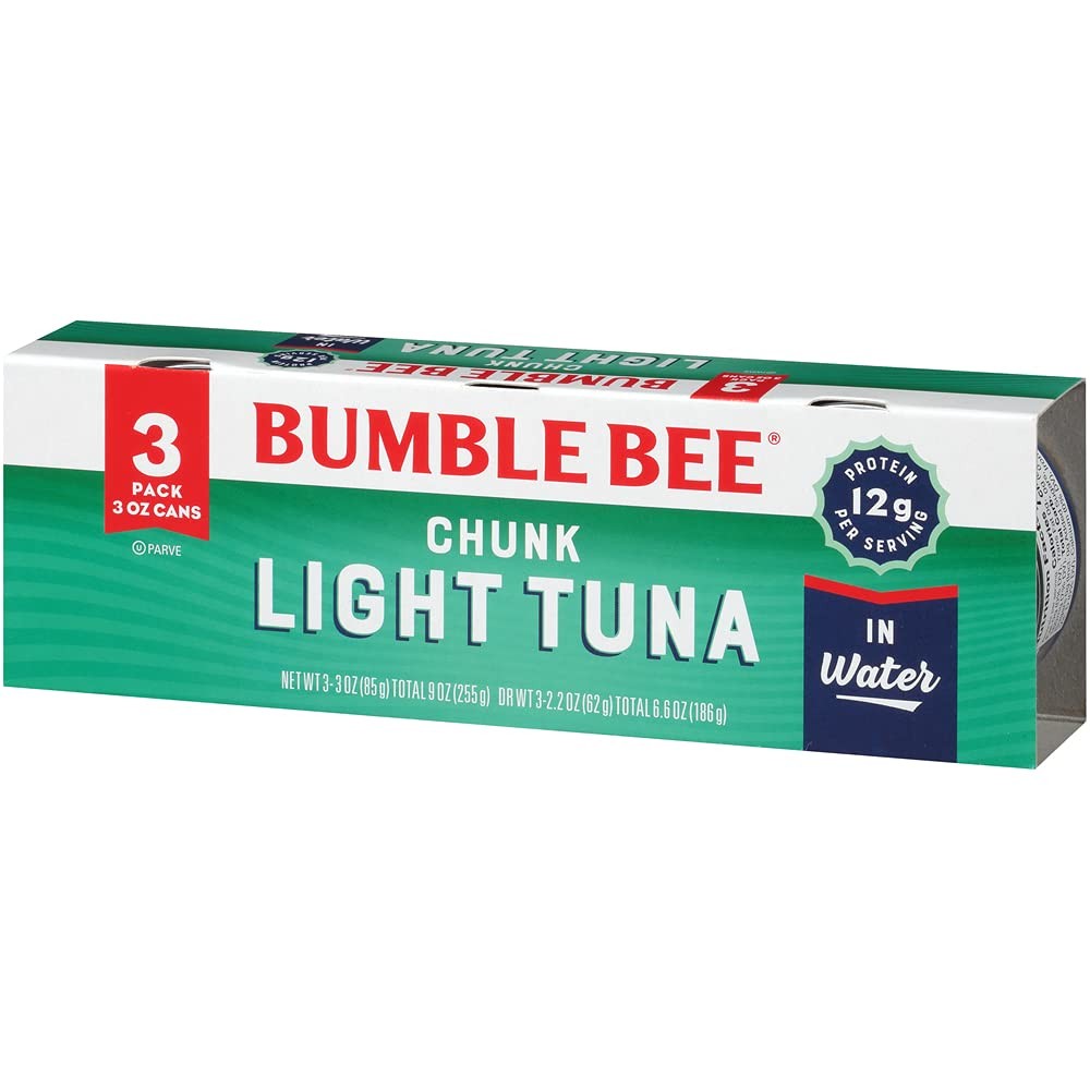 Bumble Bee Chunk Light Tuna In Water, 3 oz Cans (8 Packs 3 Ounce (Pack of 24)