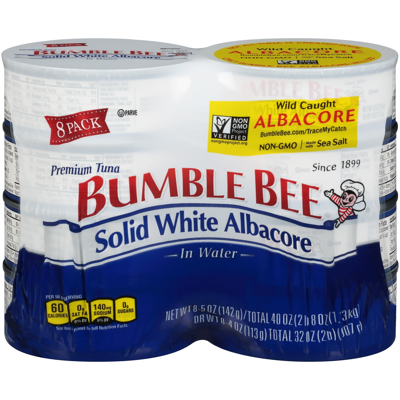 (Pack of 8) Bumble Bee Solid White Albacore Tuna in Water, 5 oz cans