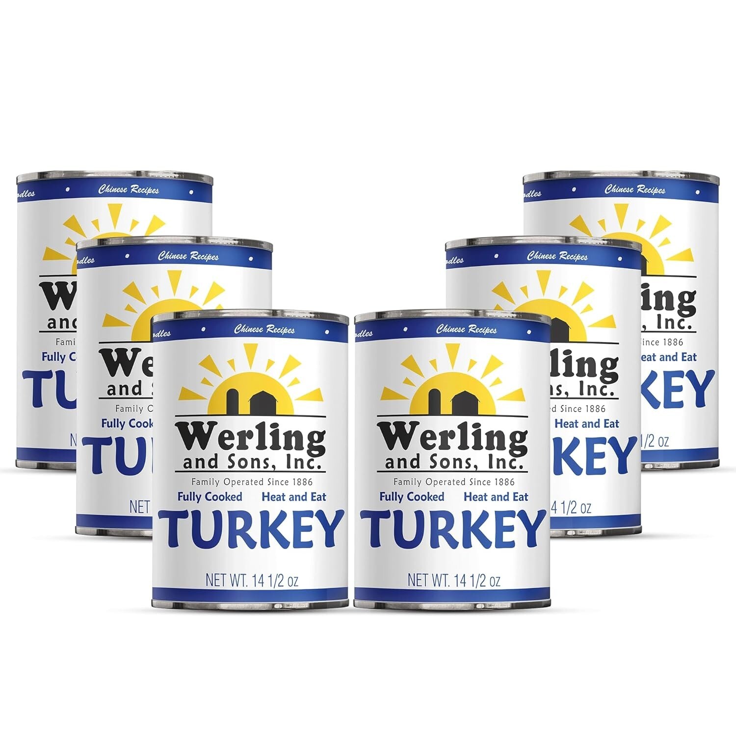 6 Cans- Werling & Sons Fully Cooked Canned Turkey Meat 14.5 Oz Heat & Eat Food