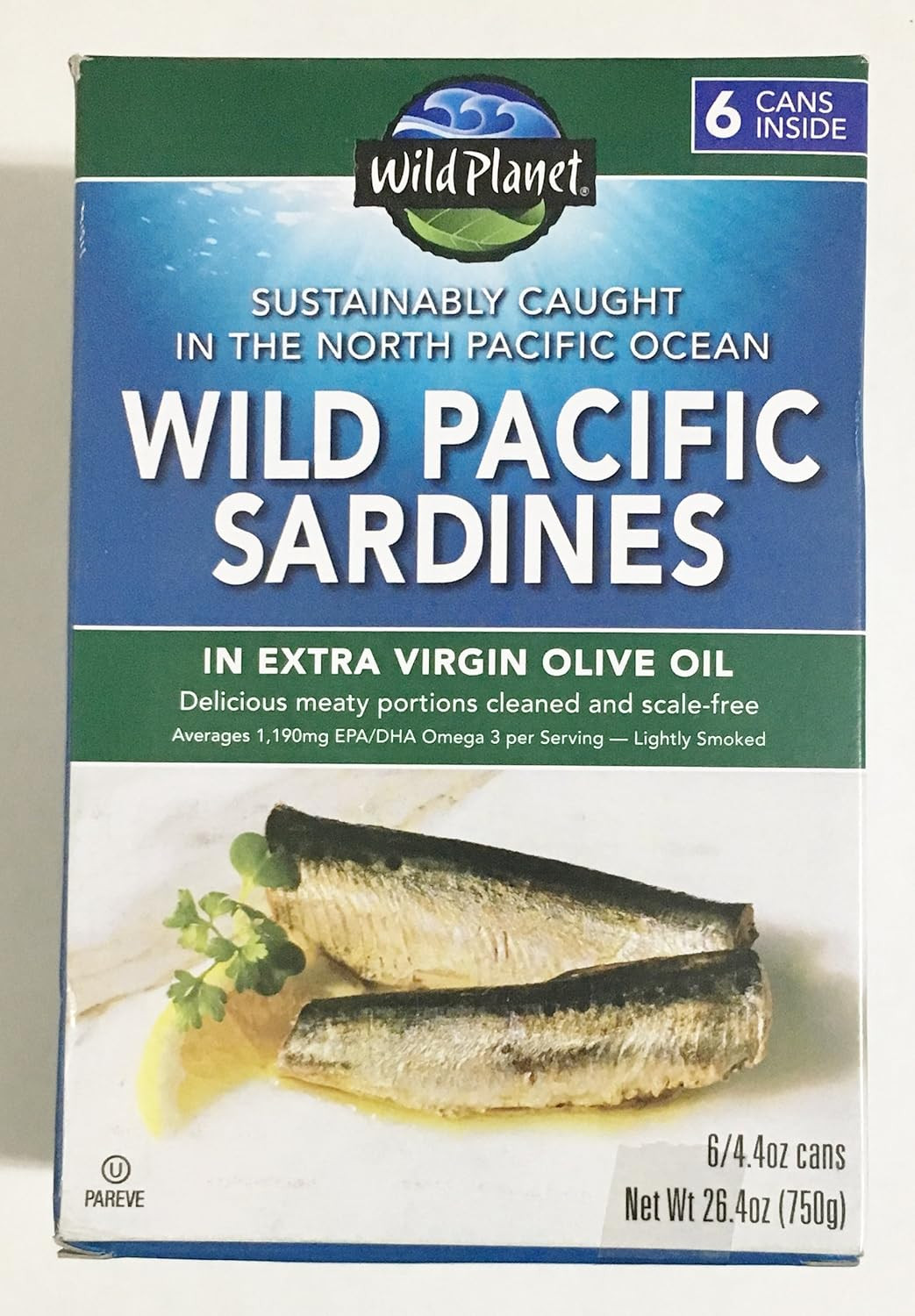 Wild Planet Wild Pacific Sardines in Extra Virgin Olive Oil 4.375 Ozs. Pack of 1