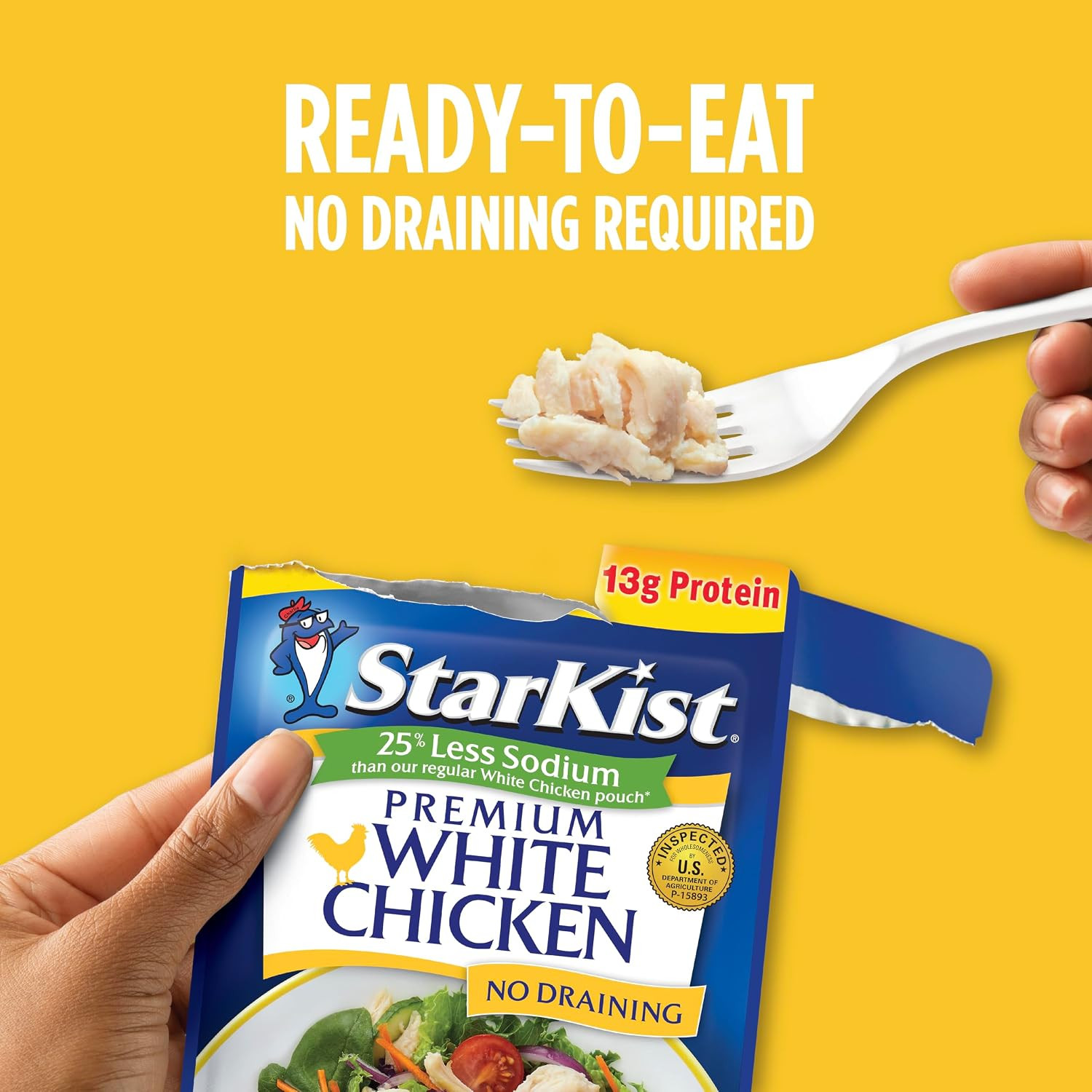 Less Sodium Premium White Chicken – 2.6 oz Pouch (Pack of 12)