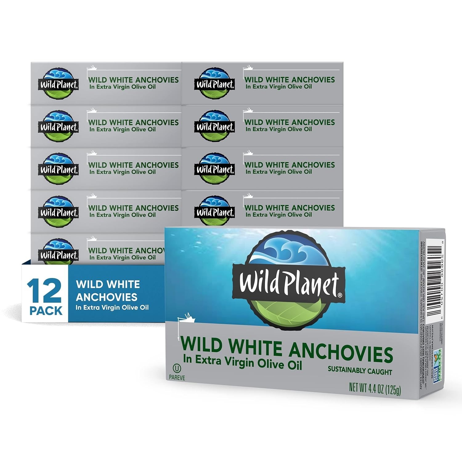 Wild White Anchovies in Extra Virgin Olive Oil, Tinned Fish, 4.4 Ounce, Pack …