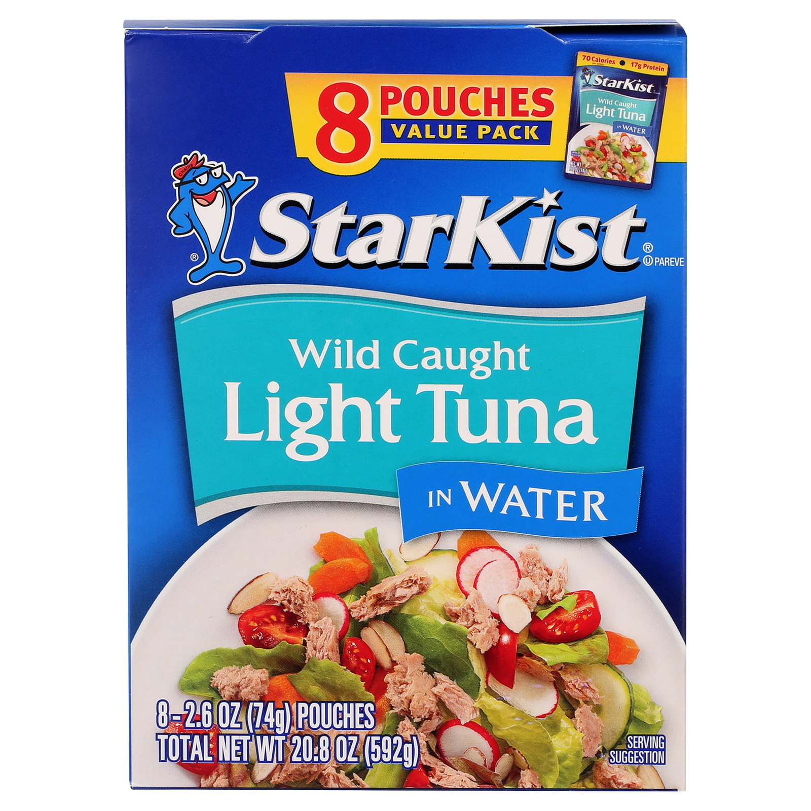 Fresh,StarKist Chunk Light Tuna in Water – 2.6 oz Pouch (8-Pack),New