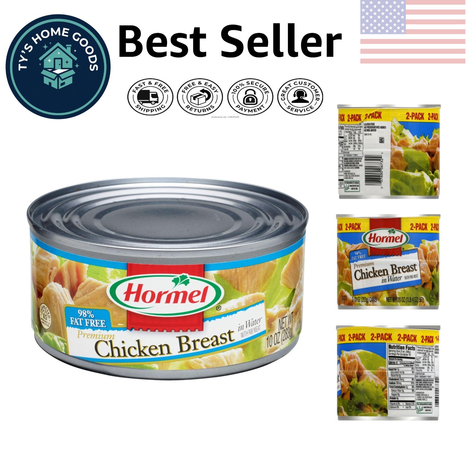 Easy & Nutritious 10 oz Chunk Chicken Breast Cans – Pack of 2 for Quick Meals