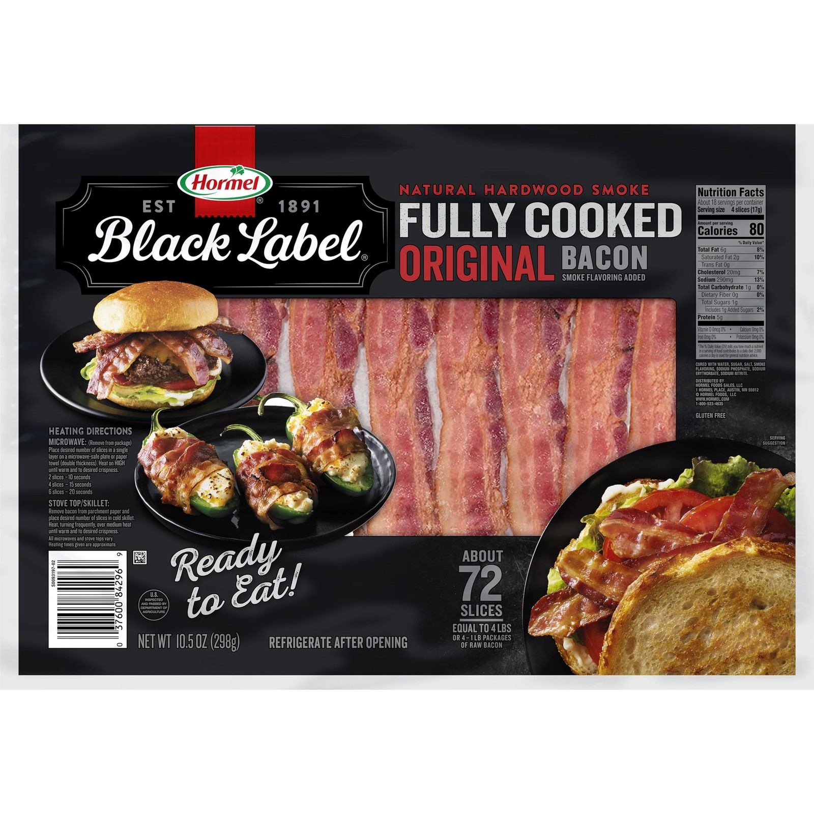 HORMEL BLACK LABEL Fully Cooked Bacon – Thick 10.5 Ounce (Pack of 1)