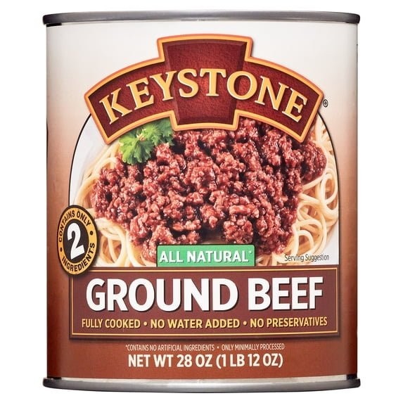 Keystone All Natural Ground Beef 28 Oz Canned Beef Fully Cooked