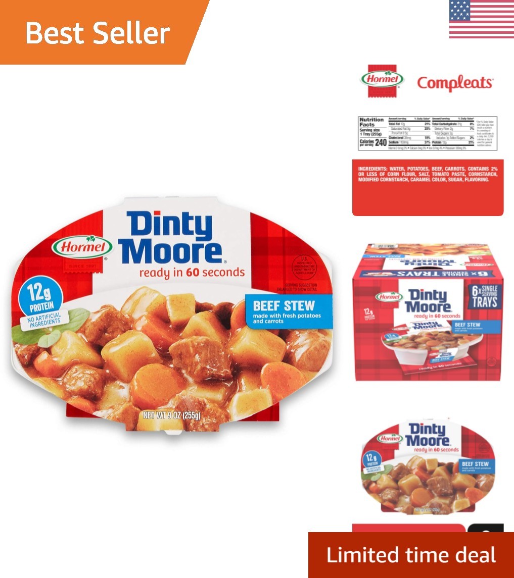 Ready-to-Eat Beef Stew, 54 Oz Total – 6 Pack of 9-Ounce Trays, Gourmet Flavor