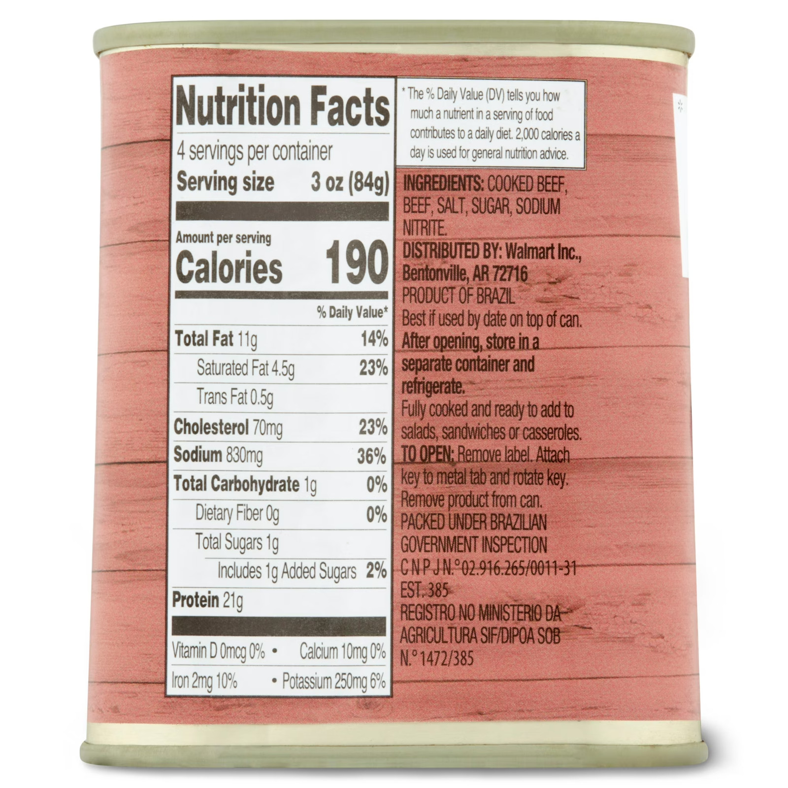 (6 pack) Great Value Corned Beef, 12 oz Can
