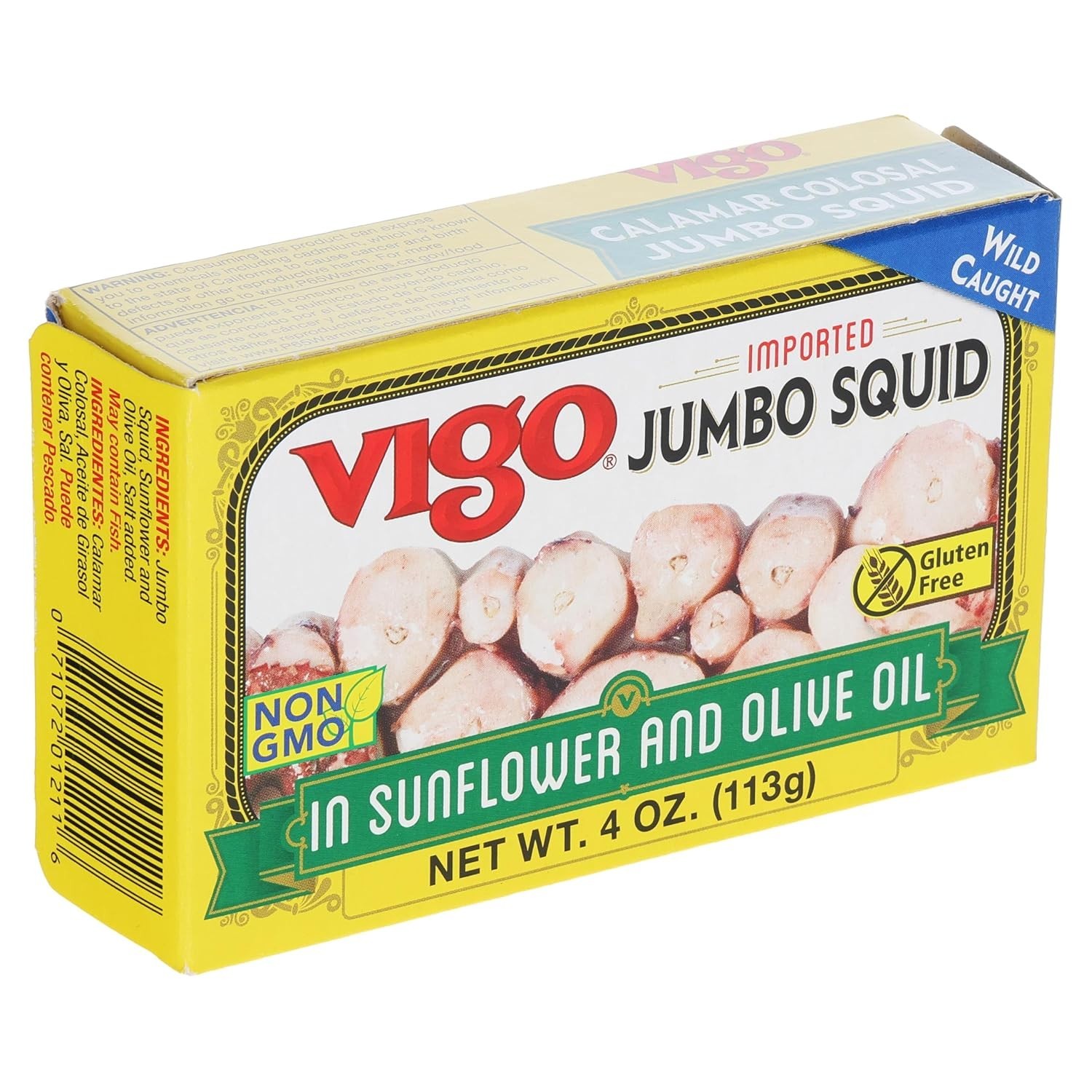 Gourmet Imported Canned Jumbo Squid – Deliciously Ready in Sunflower Oil, 40 oz