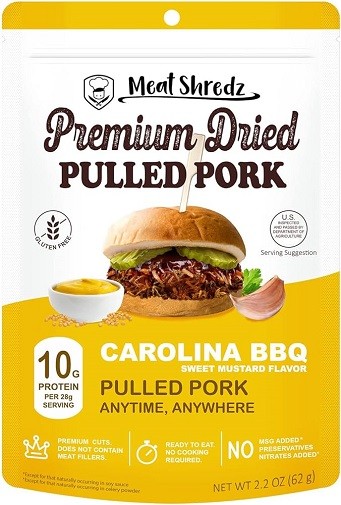 Meat Shredz Premium Dried Pulled Pork Carolina BBQ Sweet Mustard 2 Pack