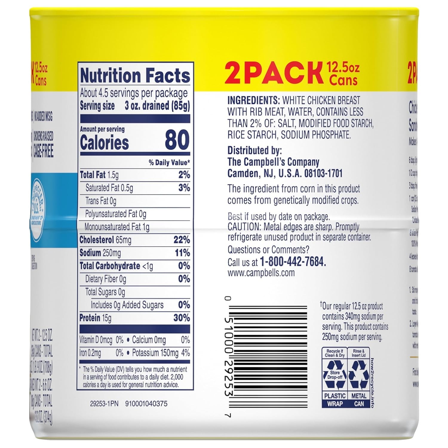 Nutritious Swanson 12.5oz Chicken Breast – Less Sodium & 15g Protein per Serving