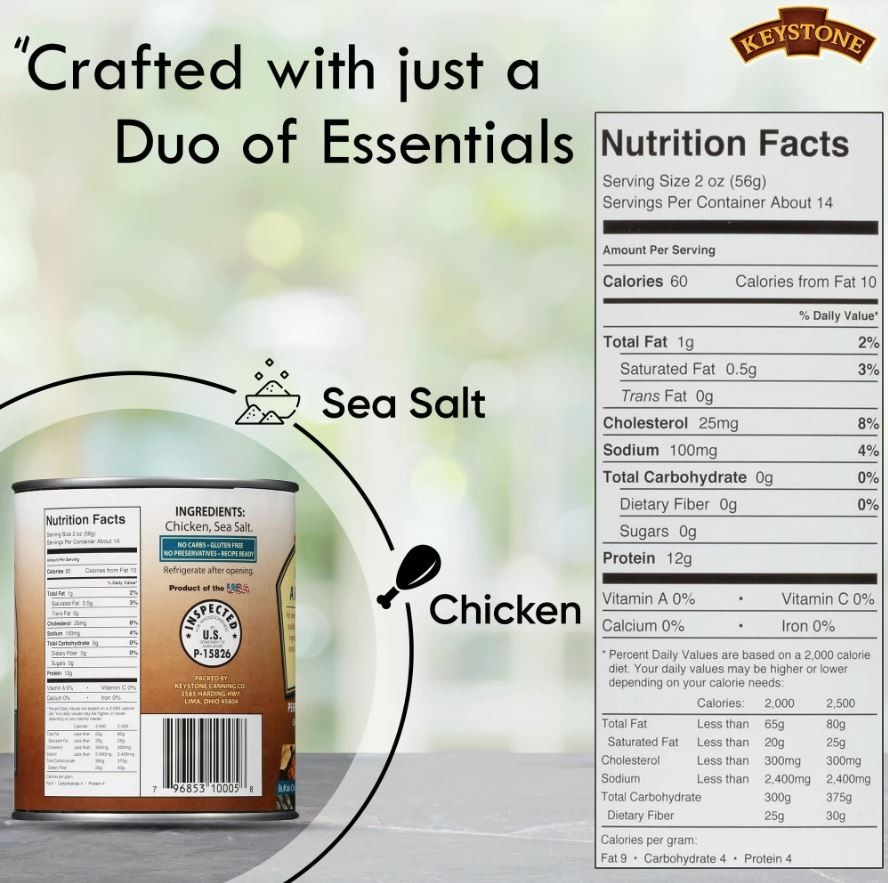 Keystone All Natural Chicken Canned -28 oz ,Free Shipping