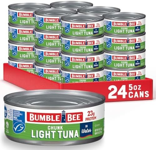 Bumble Bee Chunk Light Tuna In Water, 5 oz Cans (Pack of 24) – Wild Caught Sk…